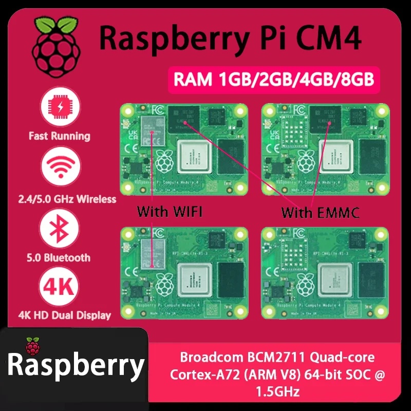 Raspberry Pi Compute Module 4 8Gb 32Gb - Raspberry Pi CM4 1GB/2GB/4GB/8GB RAM, Rpi